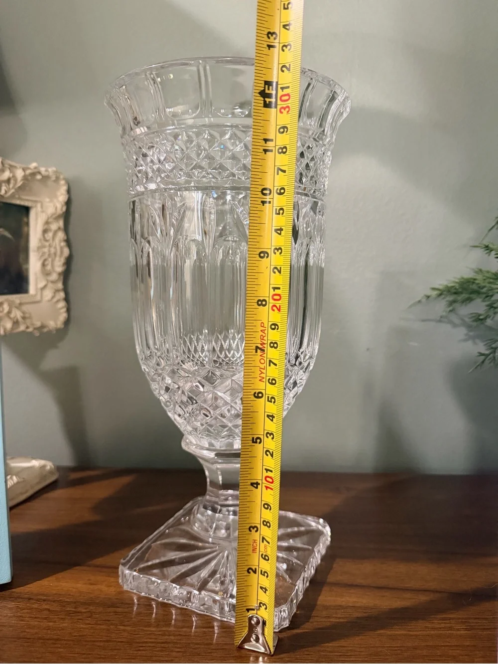 Crystal Cut Glass Urn Vase - Clear